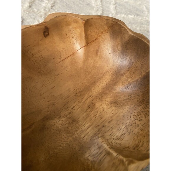 7pcs VTG 60s MCM Tiki Hawaiian Serving Bowl Set TEAK Wood Flower Shape Utensils - Picture 8 of 9